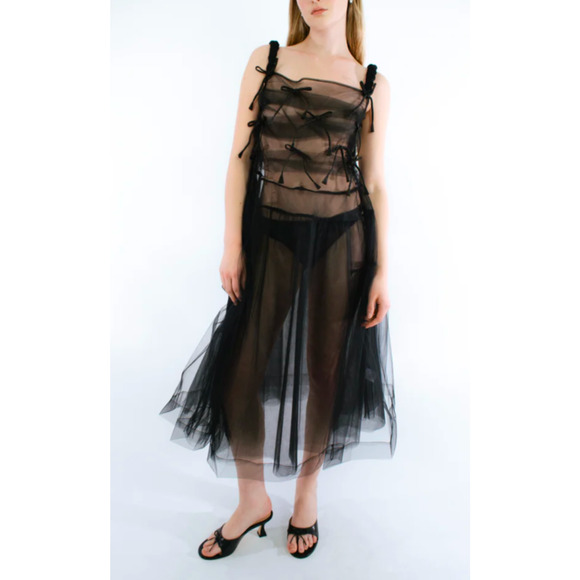 Sandy Liang Dresses & Skirts - Women's Sandy Liang Monchi Tulle Ribbon Sheer Dress Size 2